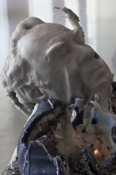 urs fischer's wax sculptures are burning inside the bourse de commerce